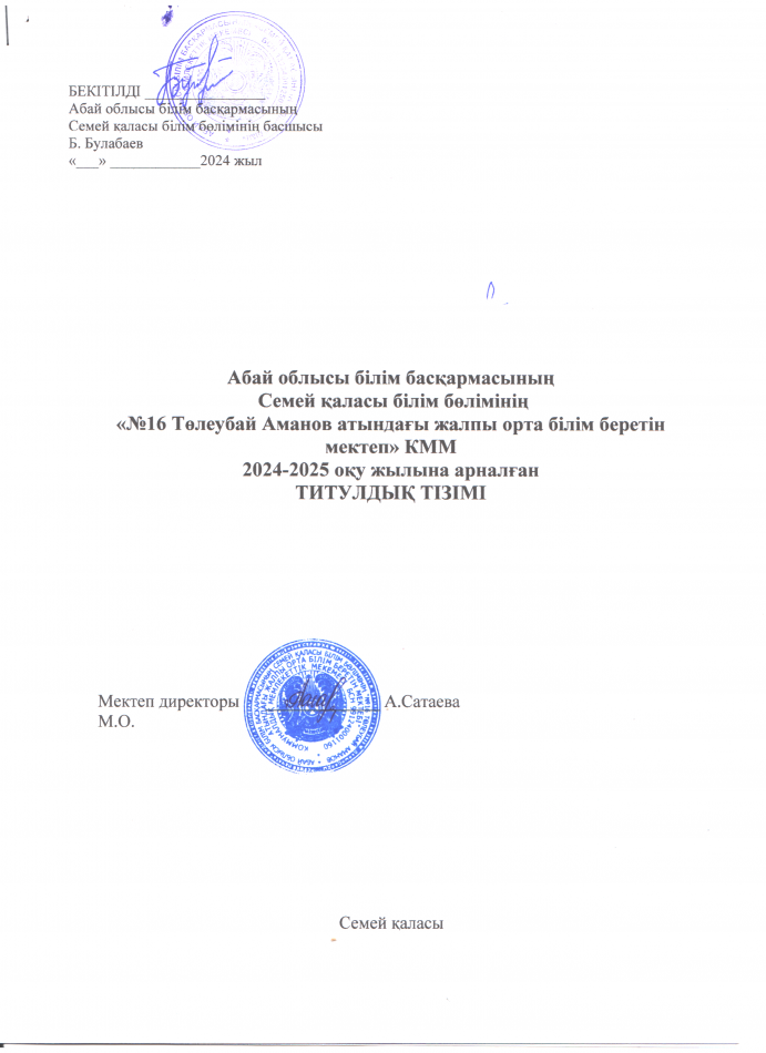 Титулдық тізім 2024-2025 оқу жылы