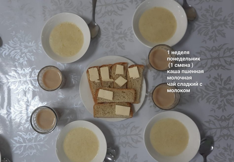 1 апта бойынша (І-ІІ ауысым) дүйсенбі күннің тамағы
