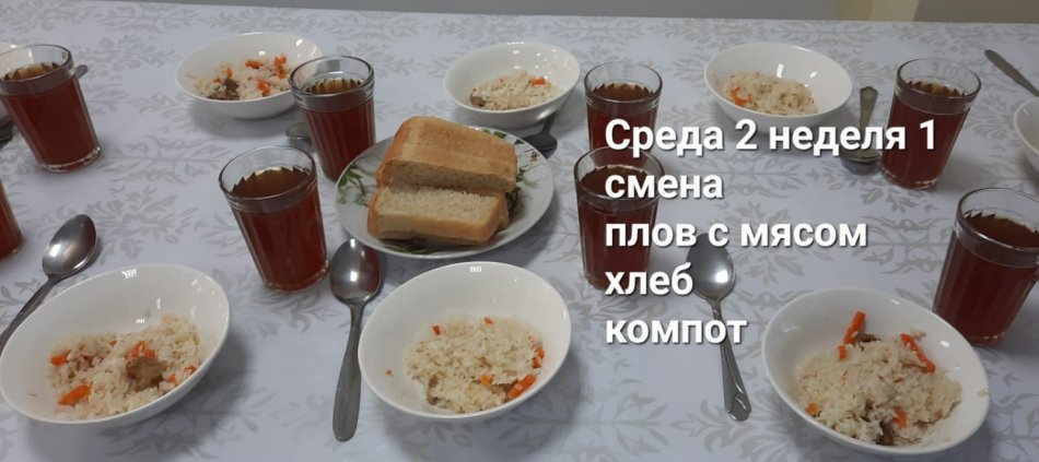 2 апта бойынша (І-ІІ ауысым) сәрсенбі күннің тамағы