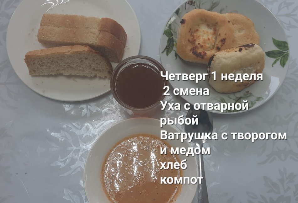 1 апта бойынша (І-ІІ ауысым) бейсенбі күннің тамағы
